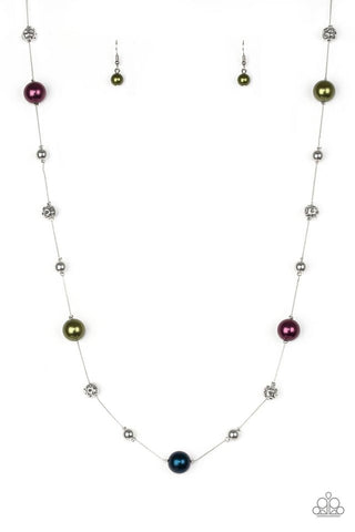 Eloquently Eloquent - Paparazzi - Multi Purple Green and Blue Pearl Necklace