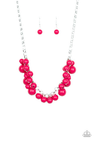 Walk This BROADWAY - Paparazzi - Pink Bead Silver Necklace