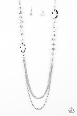 Modern Girl Glam - Paparazzi - Silver Smoky Metallic Beaded Necklace