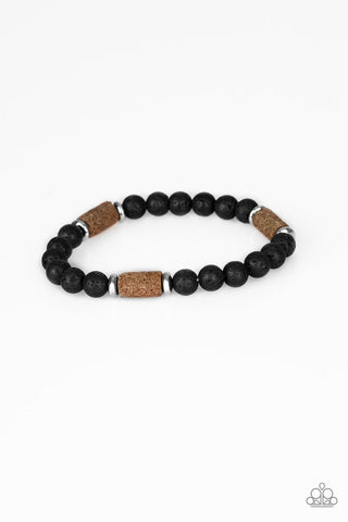 At Rest - Paparazzi - Brown and Black Lava Bead Stretchy Urban Bracelet