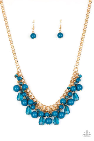 Tour de Trendsetter - Paparazzi - Blue Bead Gold Chain Necklace