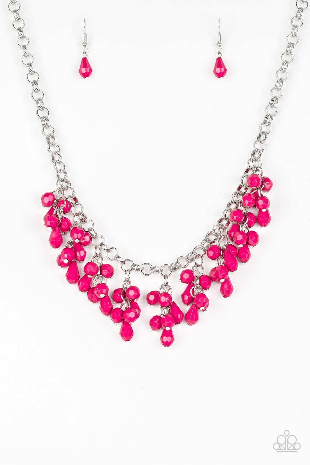 Modern Macarena - Paparazzi - Pink Faceted Bead Cluster Necklace
