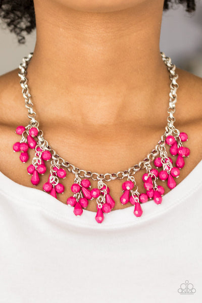 Modern Macarena - Paparazzi - Pink Faceted Bead Cluster Necklace