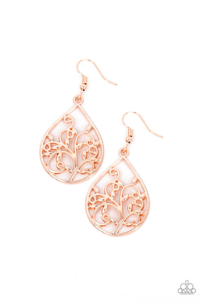 Enchanted Vines - Paparazzi - Rose Gold Earrings