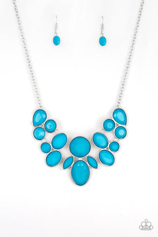 Demi-Diva - Paparazzi - Blue Faceted Bead Silver Frame Necklace