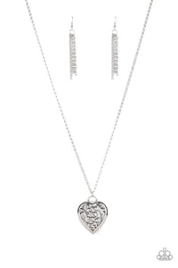 Victorian Valentine - Paparazzi - Silver Filigree Heart Pendant Necklace