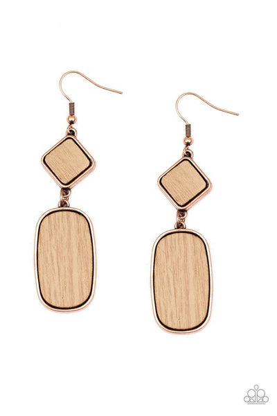 You WOOD Be So Lucky - Paparazzi - Copper Earrings