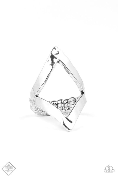 Point Out The Obvious - Paparazzi - Silver Twisted Diamond Shaped Ring