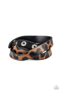 All GRRirl - Paparazzi - Brown Urban Animal Cheetah Print Snap Bracelet