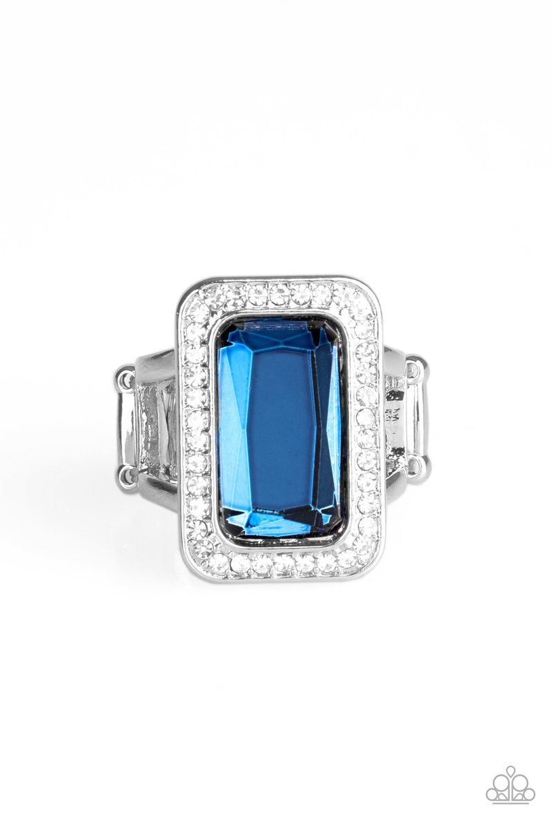 Crown Jewel Jubilee - Paparazzi - Blue Emerald Gem Rhinestone Ring - 2020 Convention Exclusive