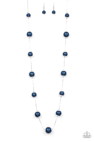 5th Avenue Frenzy – Paparazzi – Navy Blue Bead Silver Dainty Chain Necklace