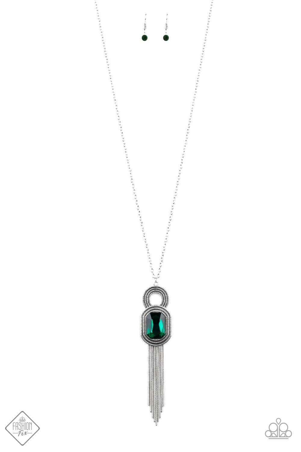 A Good TALISMAN Is Hard To Find - Paparazzi - Green Emerald Gem Silver Pendant Necklace