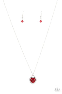 A Dream is a Wish Your Heart Makes - Paparazzi - Red Moonstone Cat's Eye Heart Necklace