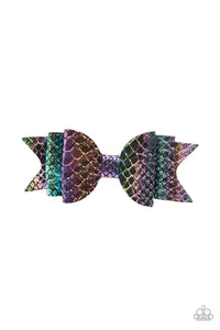 BOW Your Mind - Paparazzi - Multi Rainbow Scale Leather Hair Clip
