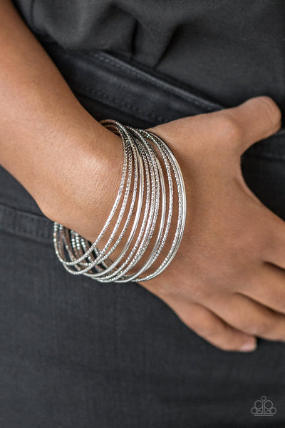 Bangle Babe - Paparazzi - Silver Textured Bangle Bracelets