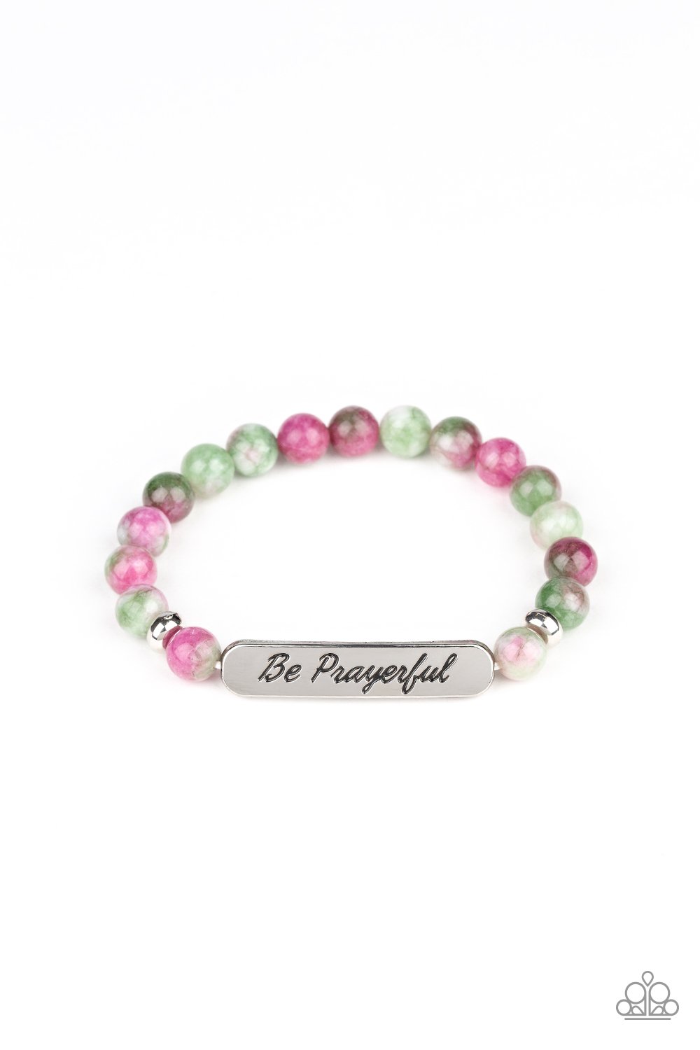 Be Prayerful - Paparazzi - Purple and Green Stone Bead Inspirational Bracelet