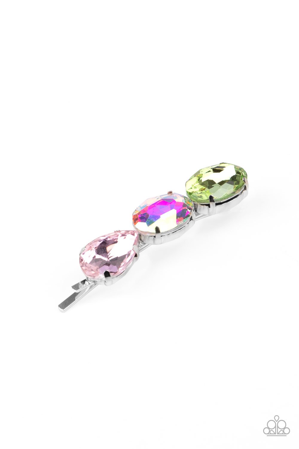 Beyond Bedazzled - Paparazzi - Multi Pink, Green and Opal Gem Hair Clip