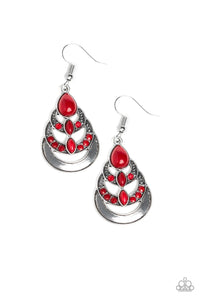 Boho Brilliance - Paparazzi - Red Bead Silver Frame Earrings