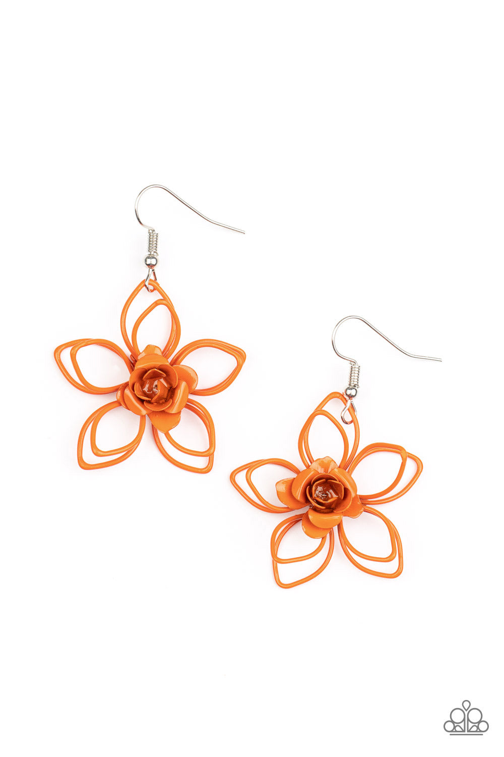 Botanical Bonanza - Paparazzi - Orange Wire Flower Earrings