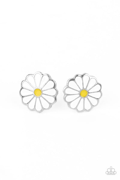 Budding Out - Paparazzi - White Daisy Post Earrings