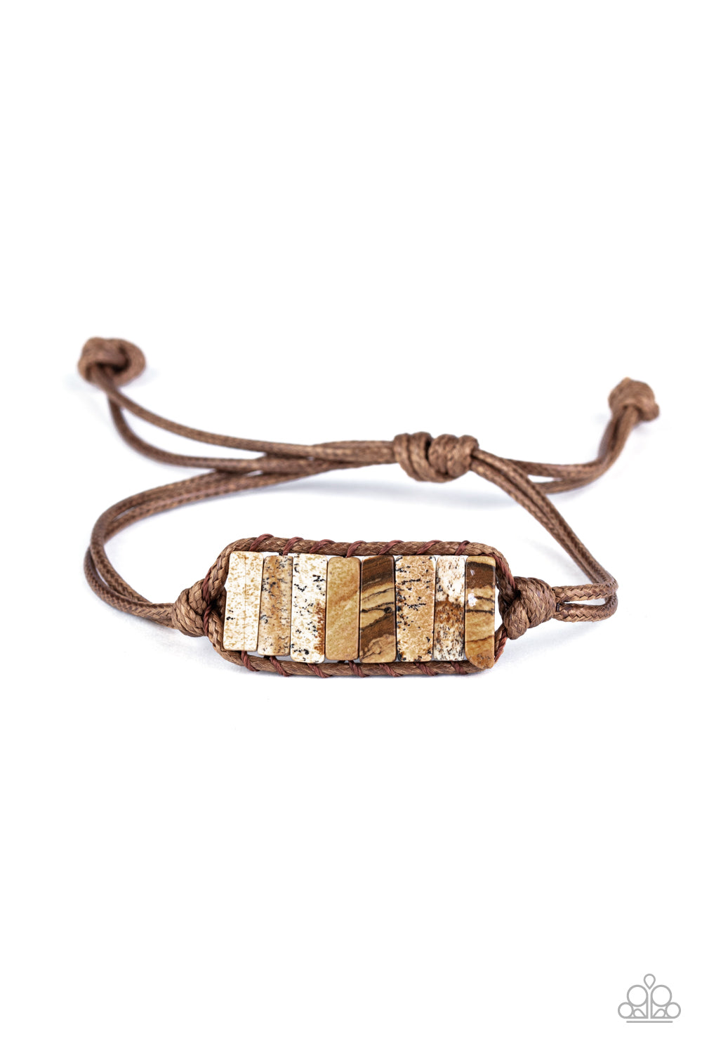 Canyon Warrior - Paparazzi - Brown Rectangular Stone Sliding Knot Bracelet