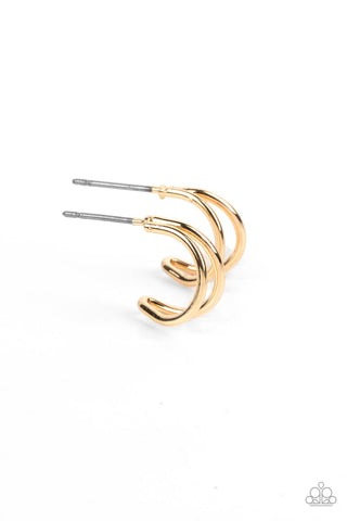 Charming Crescents - Paparazzi - Gold Dainty Double Hoops Earrings