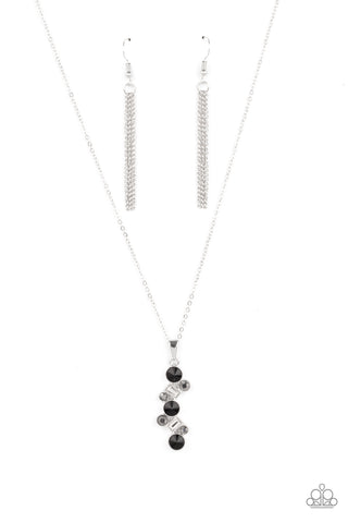Classically Clustered - Paparazzi - Black and White Rhinestone Pendant Necklace