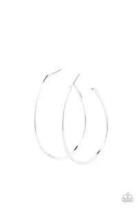 Cool Curves - Paparazzi - Silver Oval Hoop Earrings