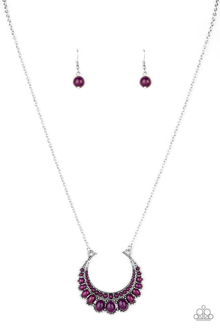 Count To ZEN - Paparazzi - Purple Bead Silver Crescent Pendant Necklace