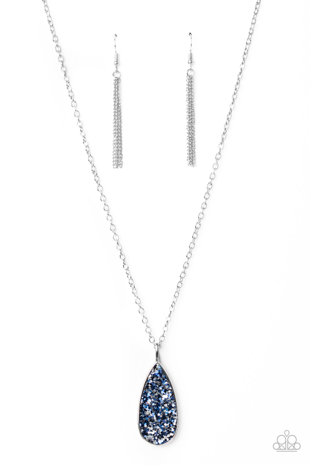 Daily Dose of Sparkle - Paparazzi - Blue Glitter Teardrop Pendant Necklace