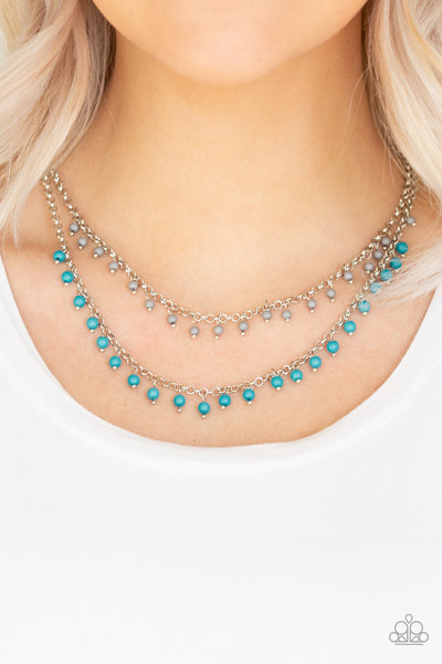 Dainty Distraction - Paparazzi - Blue Grey Bead Short Layered Necklace