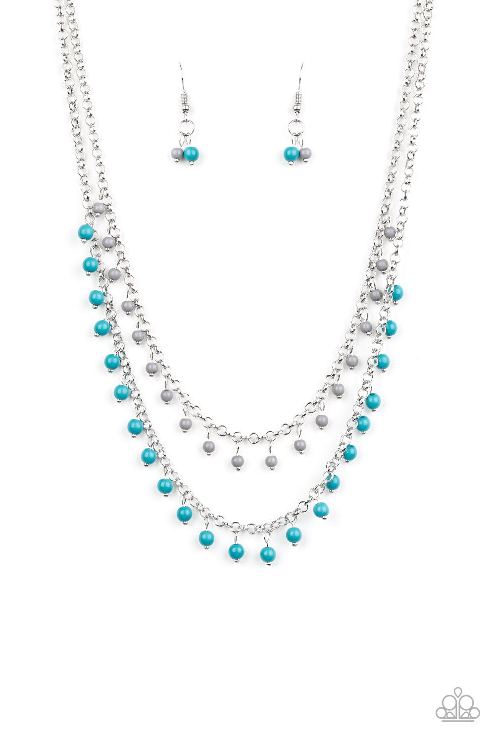 Dainty Distraction - Paparazzi - Blue Grey Bead Short Layered Necklace