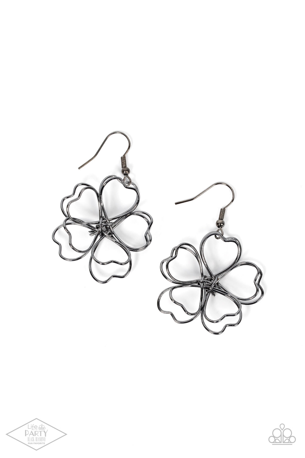 Daisy Double - Paparazzi - Gunmetal Flower Wire Exclusive Earrings