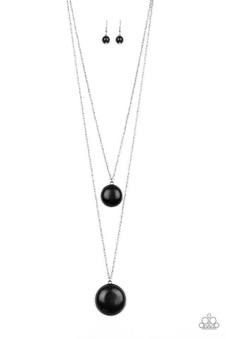 Desert Medallions - Paparazzi - Black Stone Tiered Pendant Necklace