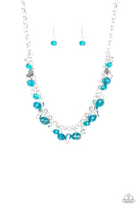 Downstage Dazzle - Paparazzi - Blue Crystal White Rhinestone Silver Necklace