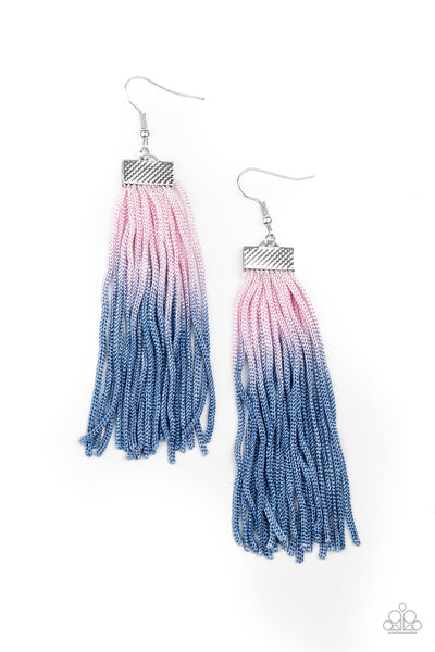Dual Immersion - Paparazzi - Pink and Blue Ombre Tassel Earrings