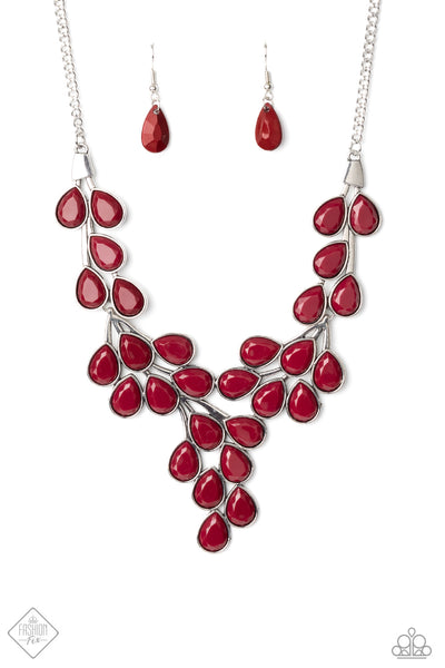 Eden Deity - Paparazzi - Red Wine Faceted Bead Vine-Like Necklace