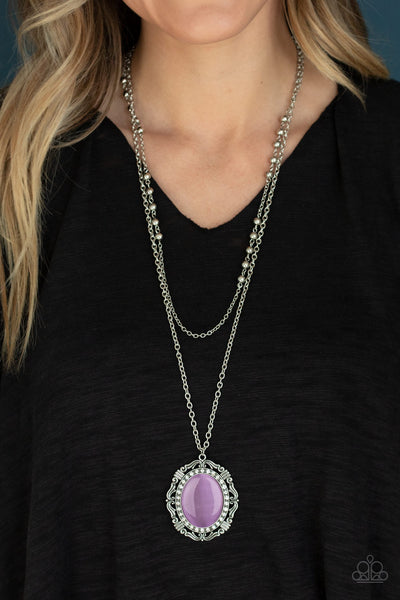 Endlessly Enchanted - Paparazzi - Purple Moonstone Oval Vintage Pendant Tiered Necklace