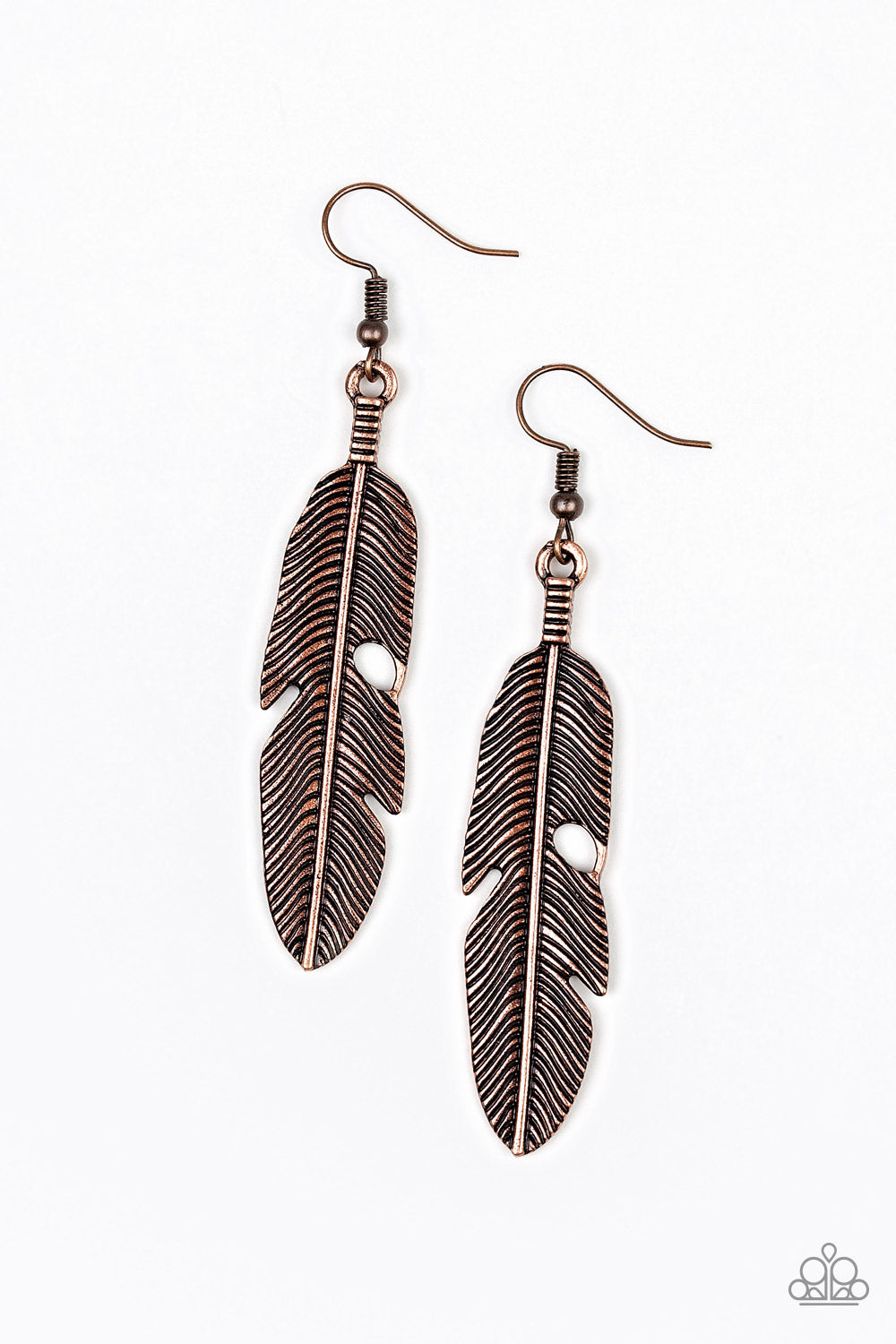 Feathers QUILL Fly - Paparazzi - Copper Feather Earrings