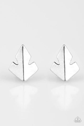Fire Drill - Paparazzi - Silver Flame Shape Post Earrings