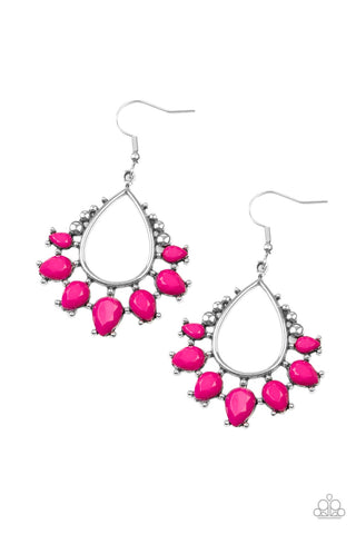 Flamboyant Ferocity - Paparazzi - Pink Bead Teardrop Earrings