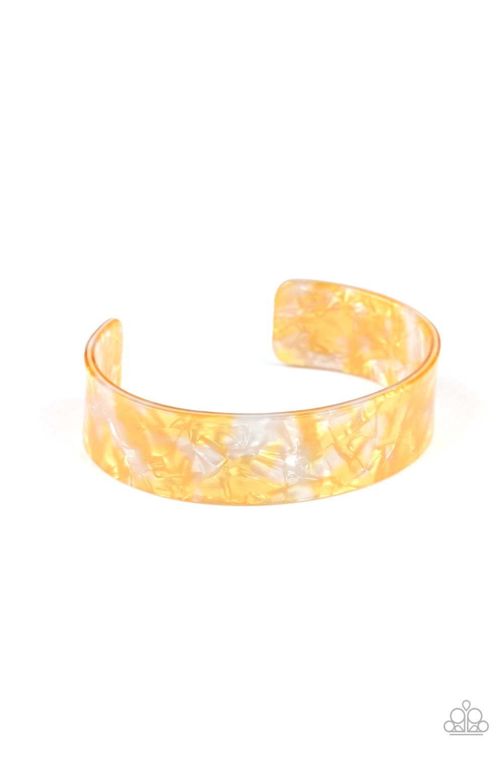 Glaze Daze - Paparazzi - Yellow Acrylic Marbled Cuff Bracelet