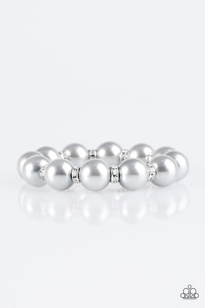 Here Comes The BRIDESMAID - Paparazzi - Silver Pearl Stretchy Bracelet