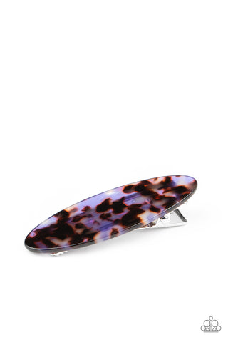 Hype Girl - Paparazzi - Purple and Brown Tortoise Acrylic Oval Hair Clip