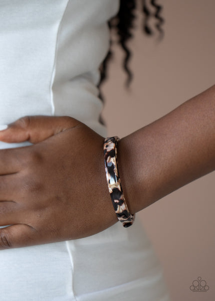In The HAUTE Zone - Paparazzi - Brown Tortoise Shell Acrylic Coil Bracelet