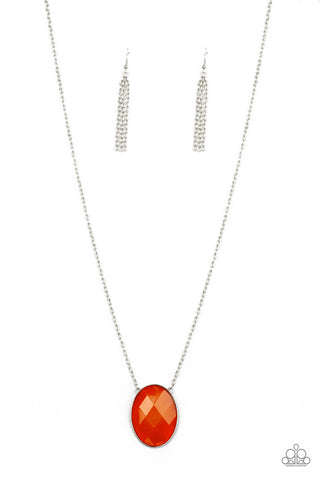 Intensely Illuminated - Paparazzi - Orange Oval Pendant Necklace