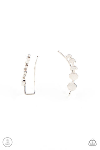 Its Just a Phase - Paparazzi - Silver Phase of the Moon Ear Crawler Earrings