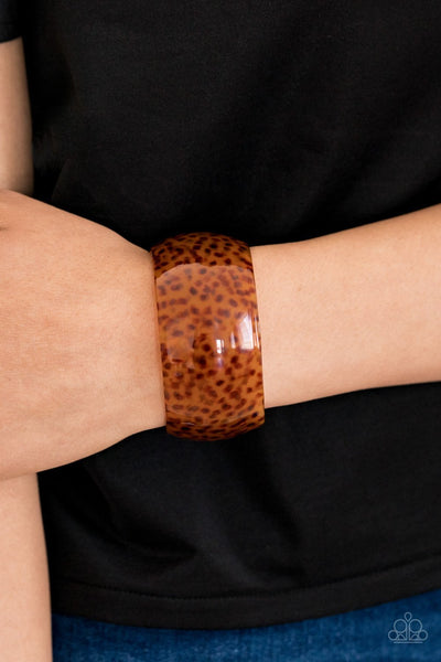 Jungle Cruise - Paparazzi - Brown Animal Print Acrylic Cuff Summer Party Pack Exclusive Bracelet