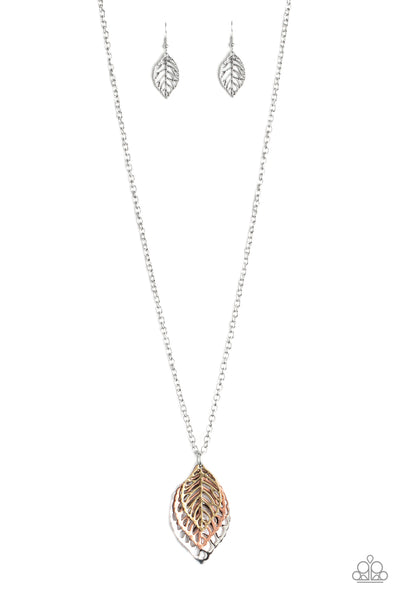 Just Be-LEAF - Paparazzi - Multi Brass Copper and Silver Leaf Necklace