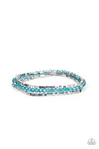 Just a Spritz - Paparazzi - Blue Iridescent Crystal and Silver Bead Stretchy Bracelet